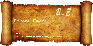 Bakony Emese névjegykártya